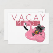 Funny Cat Flamingo Vacay Mode Vacking Briefkaart (Voorkant / Achterkant)