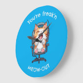 Funny Cat Freak'n Meow Out Grote Klok (Hoek)