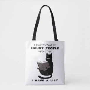 FUNNY CAT, Funny Black Cat Gezegden, Cat read book Draagtas