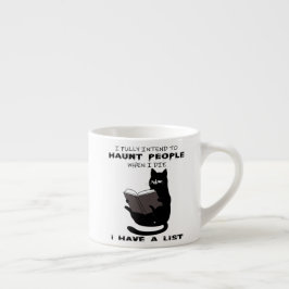 FUNNY CAT, Funny Black Cat Gezegden, Cat read book Espresso Kop