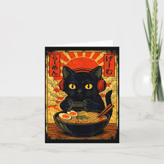 Funny Cat Gamer Men Anime Kawaii Gaming Headset Ca Kaart (Voorkant)