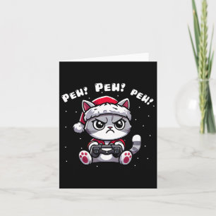 Funny Cat Gamer Pew Videogame Christmas Boys Kinde Kaart