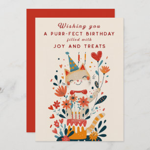 Funny Cat Garden Anniversaire Carte d'invitation