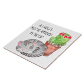 Funny Cat Goedkeuring gasten Tegeltje (Zijkant)