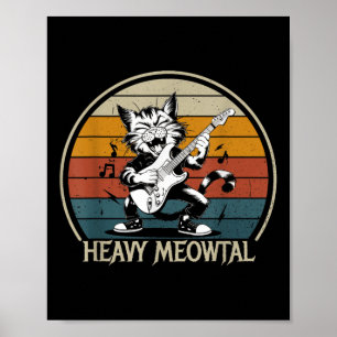Funny Cat Guitar Shirt - Jamming Rock Kat Spelen Poster