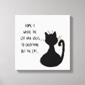 Funny Cat Hair Quote Cute Black Cat Silhouette Canvas Afdruk (Voorkant)