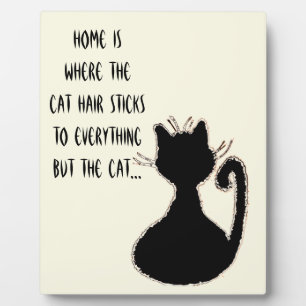 Funny Cat Hair Quote Cute Black Cat Silhouette Fotoplaat