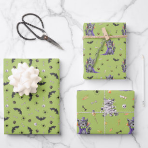 Funny Cat Halloween Inpakpapier Vel