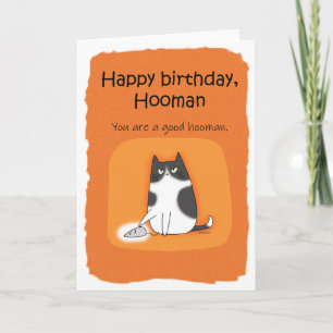 Funny Cat Happy Birthday Hooman Cat Kaart