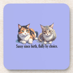 Funny Cat Hard kunststof onderzetter - Lichtblauw