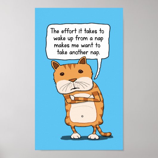 Funny Cat heeft nap na nap nodig Poster (Voorkant)