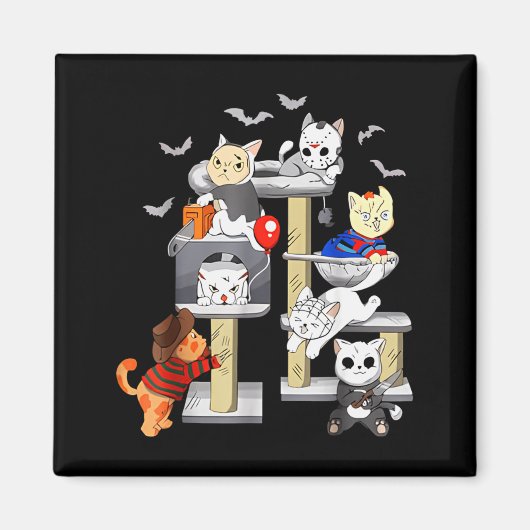 Funny Cat Horror Movies Cute Halloween Cat Lovers Magneet (Voorkant)