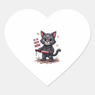 Funny Cat Horror Movies Cute Halloween voor Kat Ki Hart Sticker