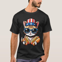 Funny  Cat Hot Dog Fourth of July Foodie