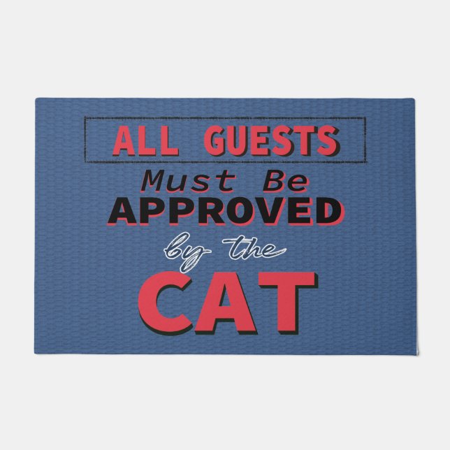 Funny Cat Humor Blue Welcome Deuren Mat (Voorkant)