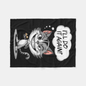 Funny Cat I'll Do It Again  Fleece Deken (Voorkant (Horizontaal))