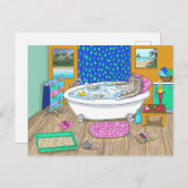 Funny Cat in Bath 65 Briefkaart (Voorkant / Achterkant)