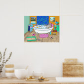Funny Cat in Bath 65 Poster (Keuken)