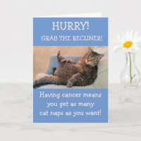 Funny Cat in de Recliner Cancer-aanmoediging