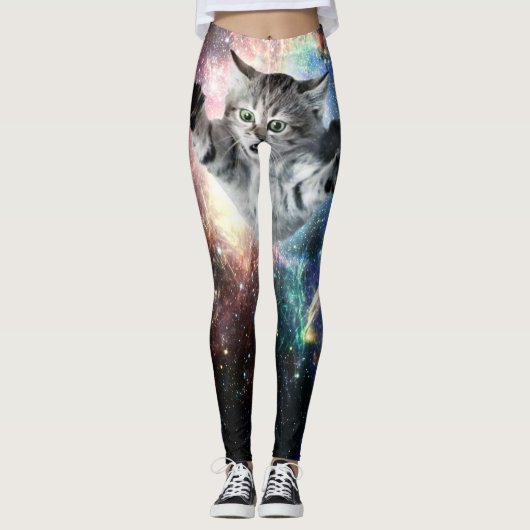 Funny cat in de ruimte leggings (Voorkant)