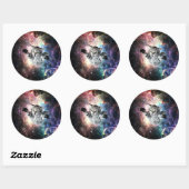 Funny cat in de ruimte ronde sticker (Vel)