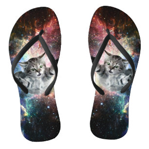 Funny cat in de ruimte teenslippers