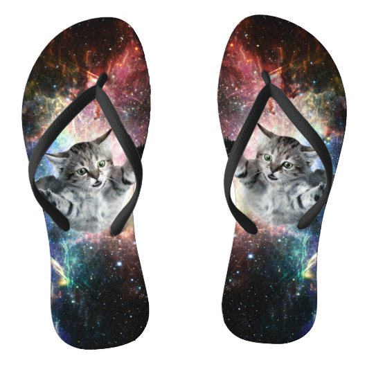 Funny cat in de ruimte teenslippers (Voetbed)