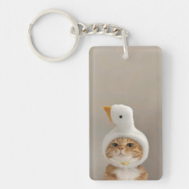 Funny Cat in Duck Pet Sleutelhanger – Leuke dieren