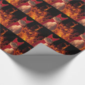 Funny Cat in Halloween Devil Costume Cadeaupapier (Hoek)