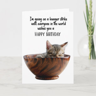 Funny Cat Inside a Bowl Birthday Wenskaart  Kaart