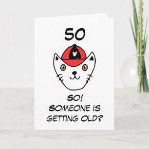 Funny Cat Joke Snarky Zuster 50th Birthday Kaart