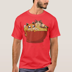Funny Cat Kawaii Cat Ramen Japanese Black Anime G T-shirt
