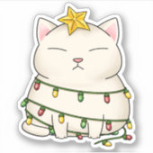 Funny Cat kerstboom Sticker (Voorkant)