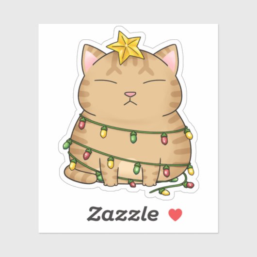 Funny Cat kerstboom Sticker (Vel)