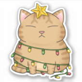 Funny Cat kerstboom Sticker (Voorkant)