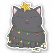 Funny Cat kerstboom Sticker (Voorkant)