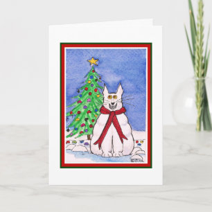 Funny Cat-kerstkaart Feestdagen Kaart