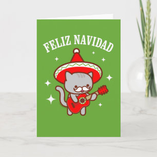Funny Cat kerstkaart: "FELIZ NAVIDAD" Kaart