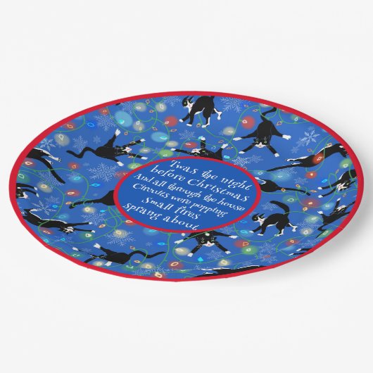 Funny Cat kerstlampjes Papieren Bordje (Gekanteld)