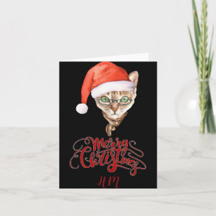 Funny Cat Kerstman Winter Prettig Kerst T Shirt Kaart