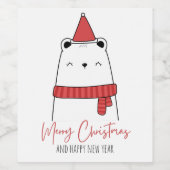 Funny cat Kerstmas Wijn Etiket (Enkel label)