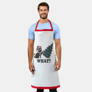 Funny Cat Kerstmis Apron van pap Schort