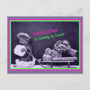 Funny Cat Kerstmis  Briefkaart