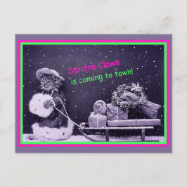 Funny Cat Kerstmis  Briefkaart