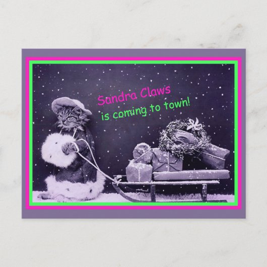 Funny Cat Kerstmis Briefkaart (Voorkant)