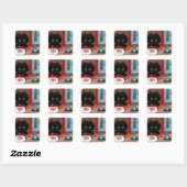Funny Cat Kerstmis Creationarts Square Sticker (Vel)