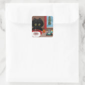 Funny Cat Kerstmis Creationarts Square Sticker (Tas)