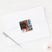 Funny Cat Kerstmis Creationarts Square Sticker (Envelop)