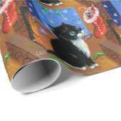 Funny Cat Kerstmis Tuxedo Kitten Mouse Cadeaupapier (Rol Hoek)