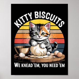 Funny Cat Kneading Dough Retro Kat Biscuits Desi Poster